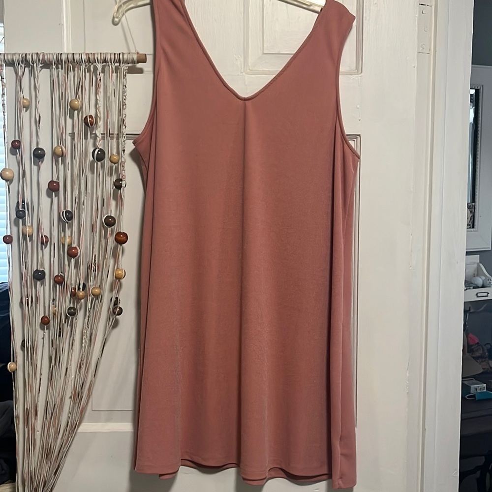 Pink v-neck mini dress